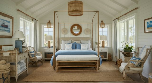Coastal Hamptons Bedroom: Serene & Stylish