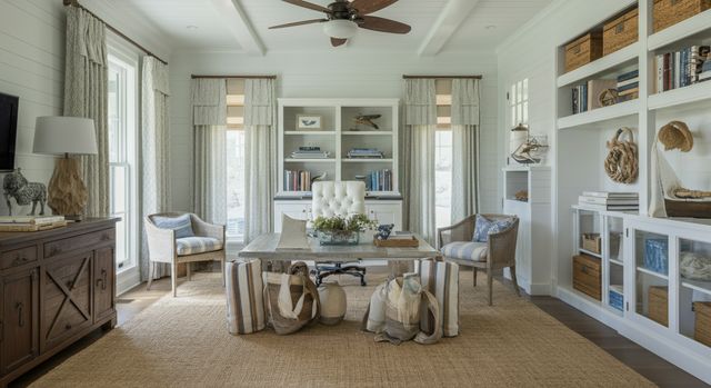 Coastal Hamptons Home Office: Serene Workspaces