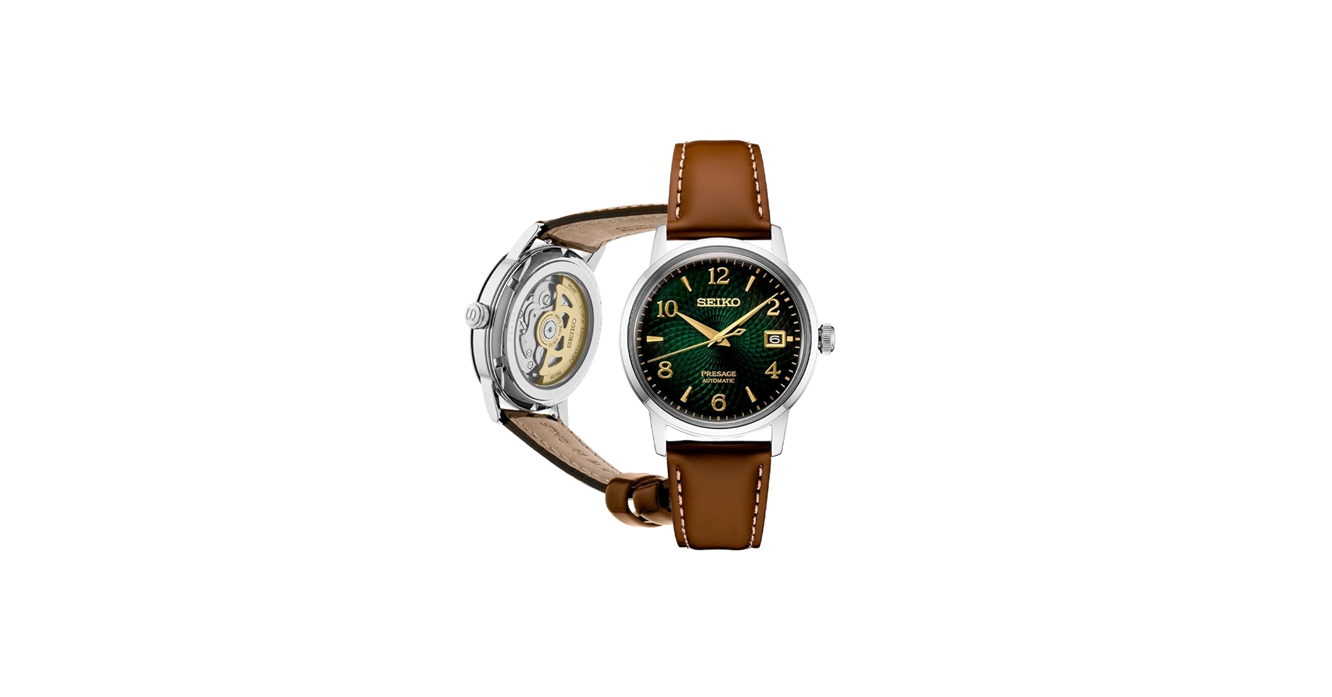 SEIKO Automatic Watch for Men - Presage Cocktail Time - Patterned with Golden Numerals and Date Calendar, 50m Water-Resistant