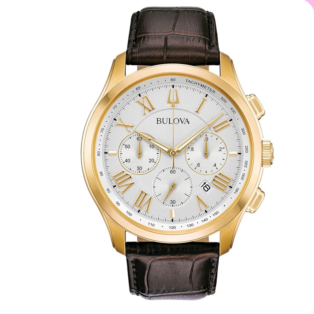 Bulova Men's Classic Wilton Brown Leather Strap Watch 46.5mm - 97B169